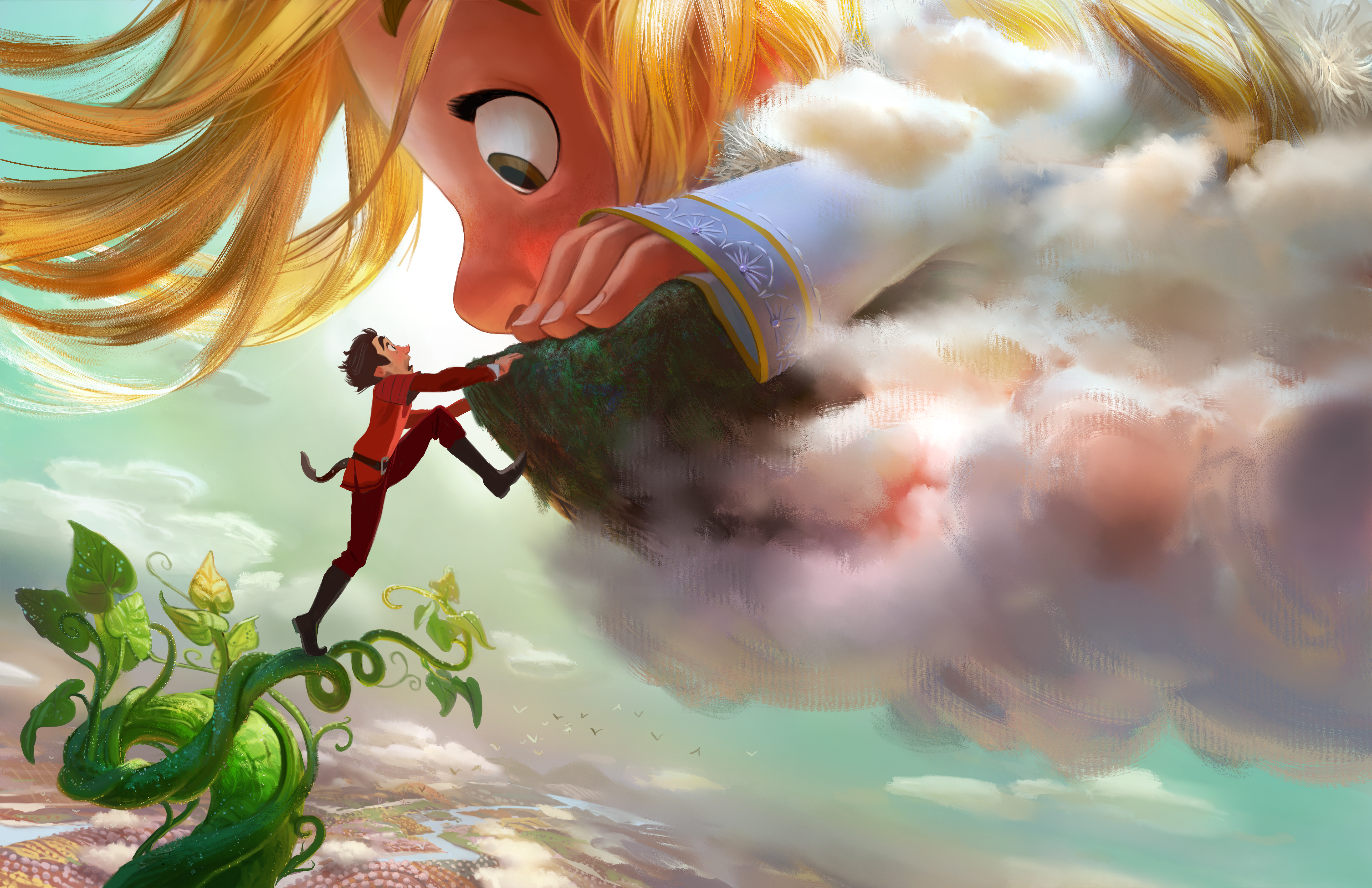 GIGANTIC &ndash; DOWN TO EARTH &mdash; Adventure-seeker Jack discovers a world of giants hidden within the clouds, hatching a grand plan with a 60-foot-tall, 11-year-old girl. Directed by Nathan Greno (