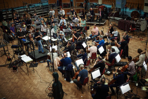 The orchestra recording "Writing's On The Wall" at Abbey Road Studios during the scoring session for Metro-Goldwyn-Mayer Pictures/Columbia Pictures/EON Productions’ action adventure SPECTRE.
