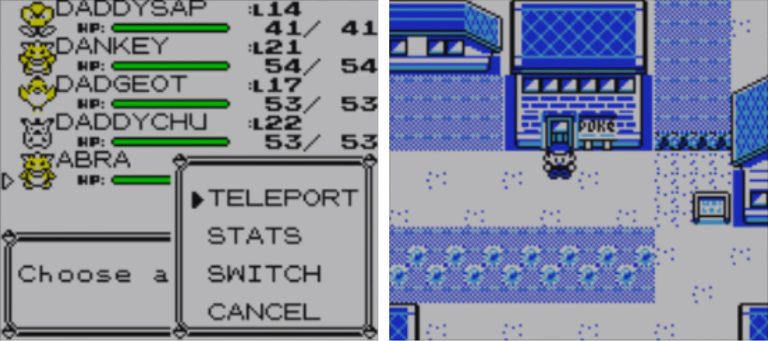 abra teleport pokemon red glitch