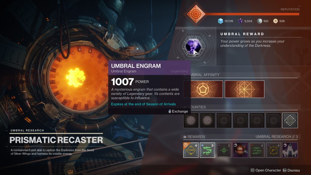 prismatic recaster engrama umbral destiny 2