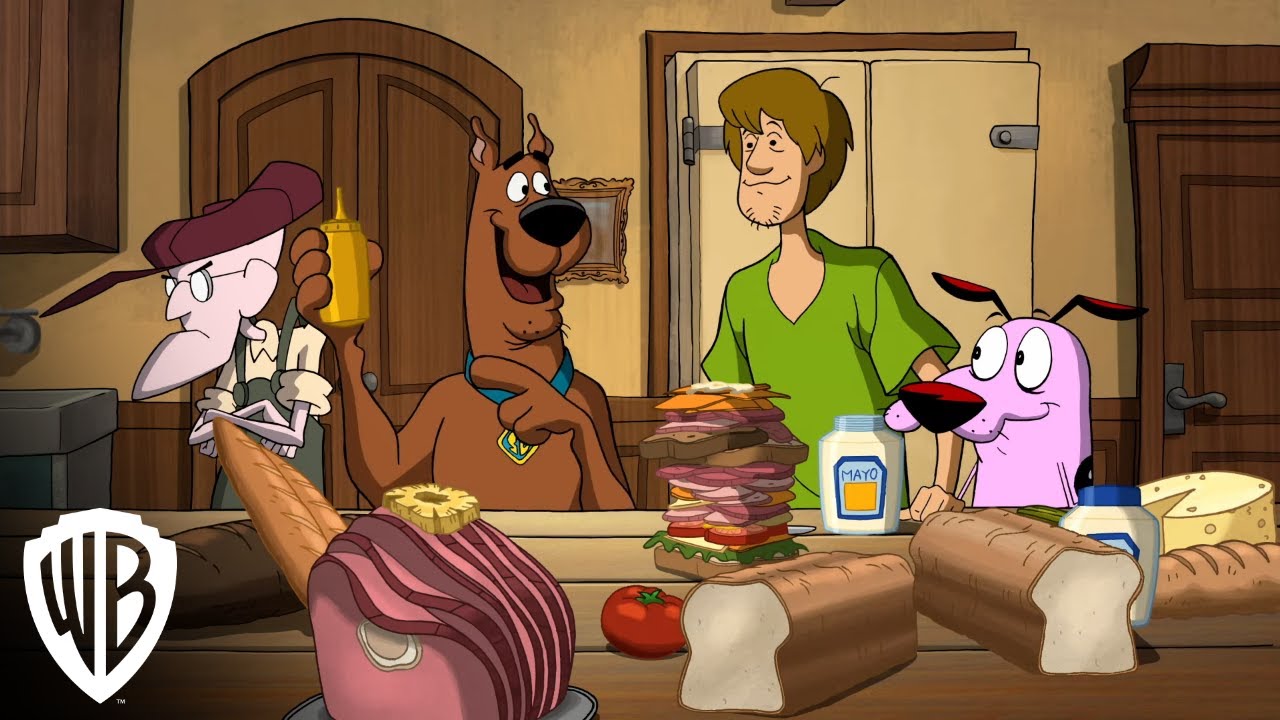 Scooby Doo y Coraje el Perro Cobarde juntos en una