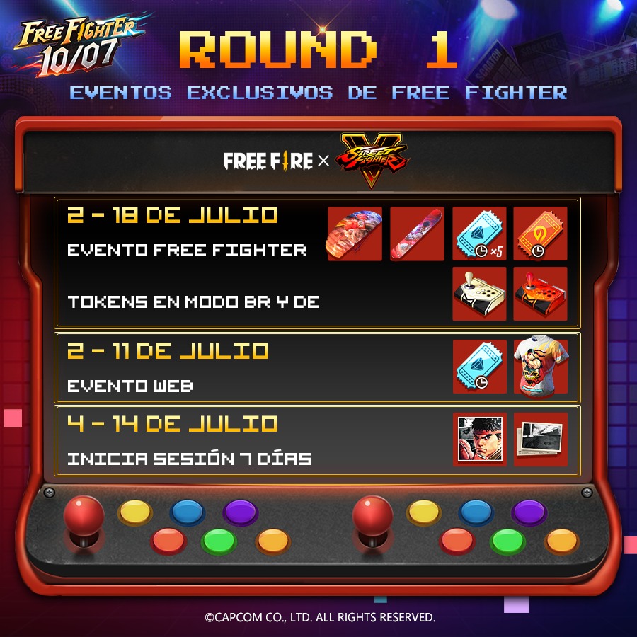 Free Fire y Street Fighter V Free Fighter