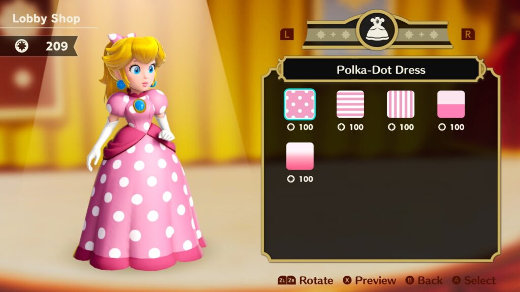polaka dot dreess Review Princess Peach: Showtime!