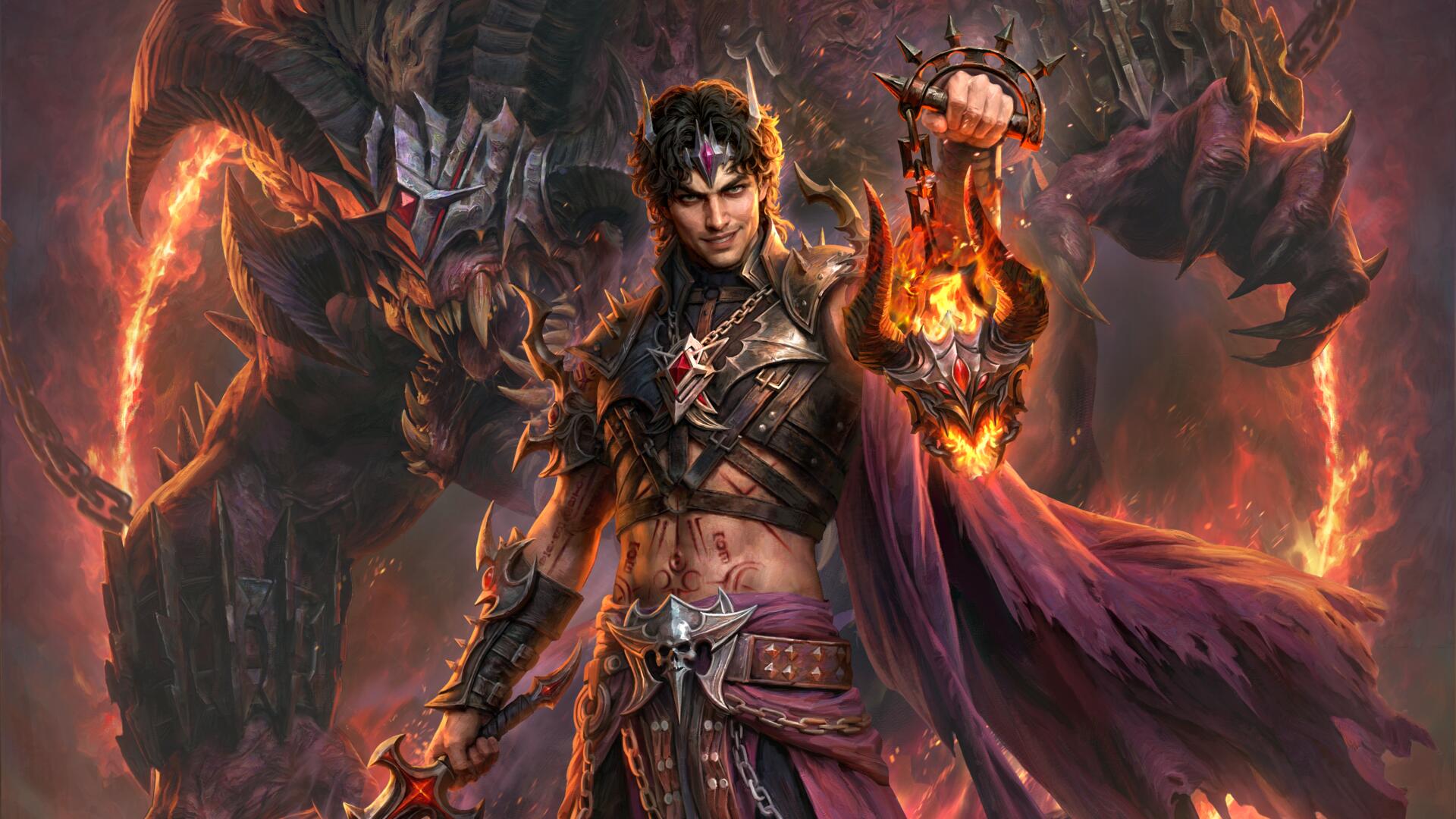 El Conjurador de Diablo Immortal invoca demonios en la región de Lut Gholein con llamas infernales