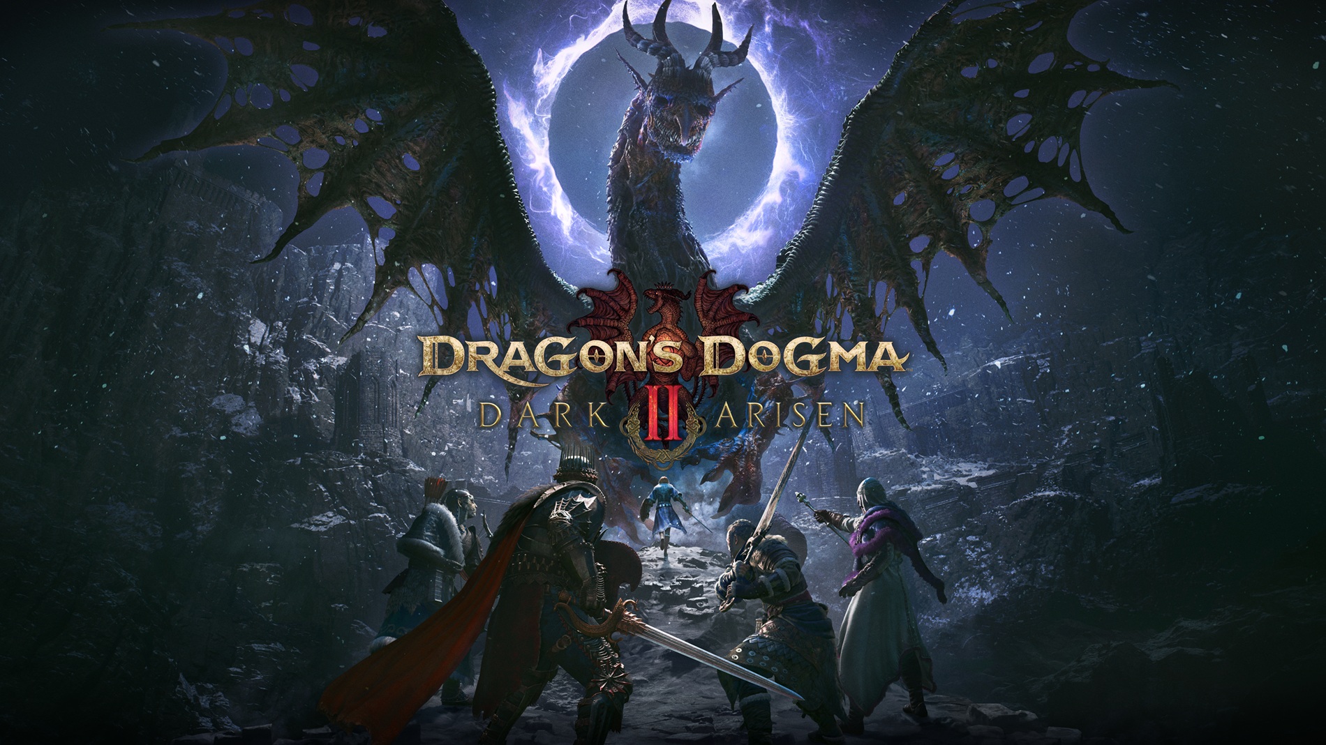 Dragon's Dogma 2 Dark Arisen en Nintendo Switch 2 — arte oficial con la región de Norgan y el Dragón Caído