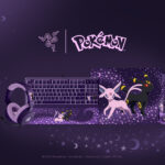 Razer lanza colección Espeon y Umbreon para celebrar 30 años de Pokémon Colección Razer Pokémon Espeon y Umbreon: teclado, mouse, headset y mousepad edición especial sobre fondo cósmico