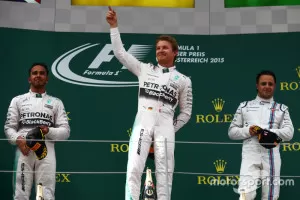 F1 Austrian Gp 2015 Podium Second Place Lewis Hamilton And Winner Nico Rosberg Mercedes Am