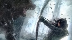 Rise Of The Tomb Raider Lara Croft Fighting Bear Art 3840x2160