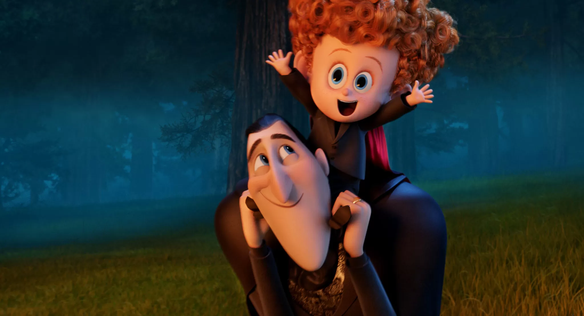 Dracula (Adam Sandler) and Dennis (Asher Blinkoff) in Columbia Pictures and Sony Pictures Animation's HOTEL TRANSYLVANIA 2.