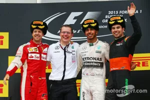 F1 Russian Gp 2015 Podium Second Place Sebastian Vettel Ferrari And Winner Lewis Hamilton