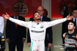 F1 Monaco Gp 2016 Podium Race Winner Lewis Hamilton Mercedes Amg F1 Third Place Sergio Per