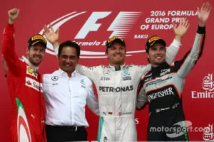 F1 European Gp 2016 1st Place For Nico Rosberg Mercedes Amg Petronas F1 W07 2nd For Sebast