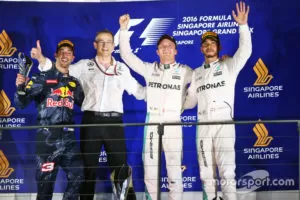 F1 Singapore Gp 2016 Podium L To R Second Place Daniel Ricciardo Red Bull Racing Race Winn