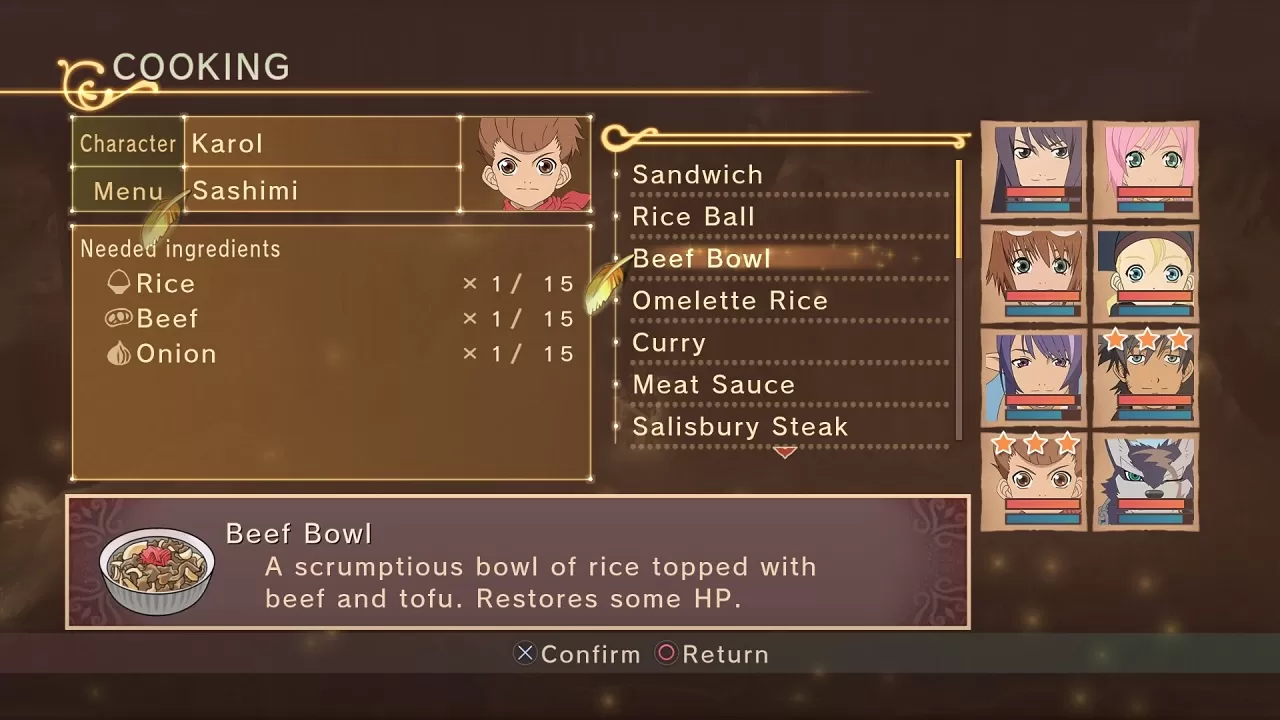 Tales Of Vesperia Recipe List