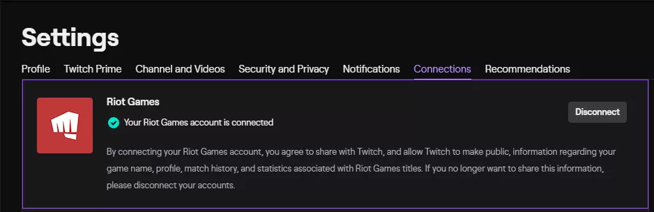 Vinculacion de la cuenta de Riot Games y Twitch