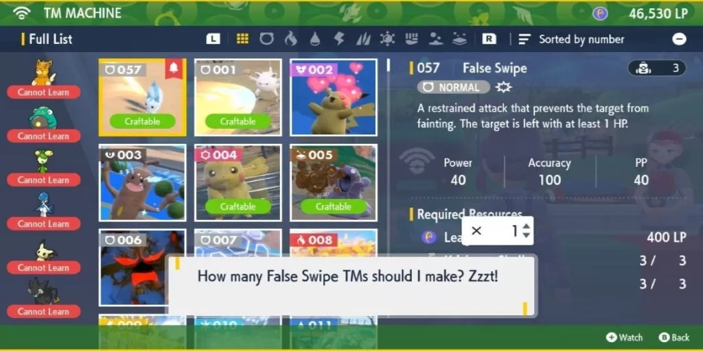 ¿Cómo conseguir el false swipe en pokemon violet y scarlet?