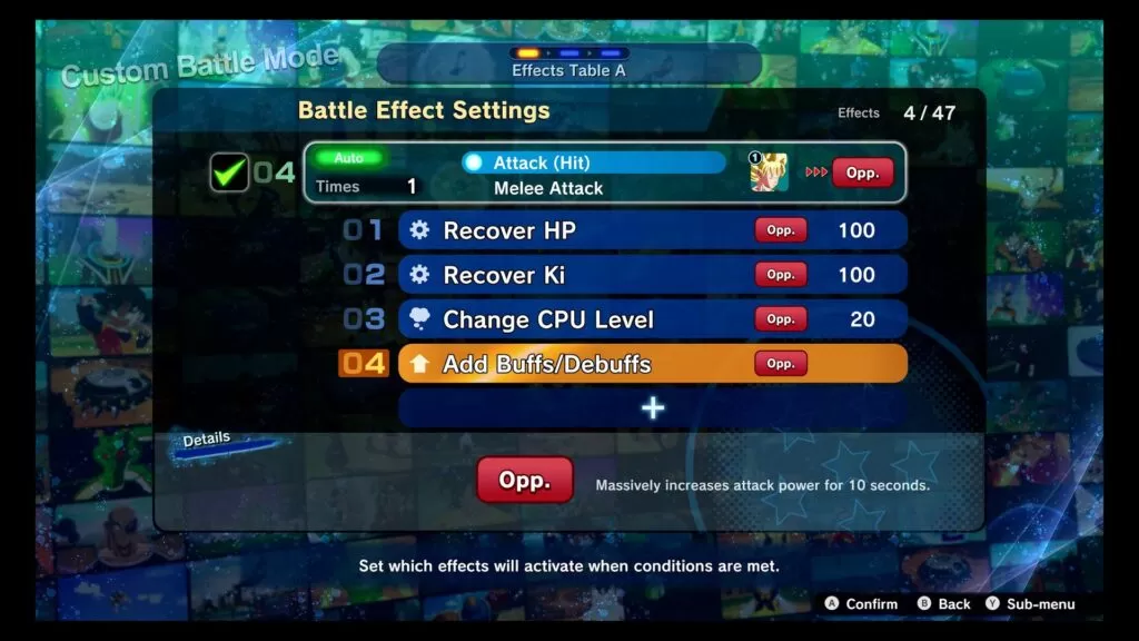 Custom Battle Battle Conditions